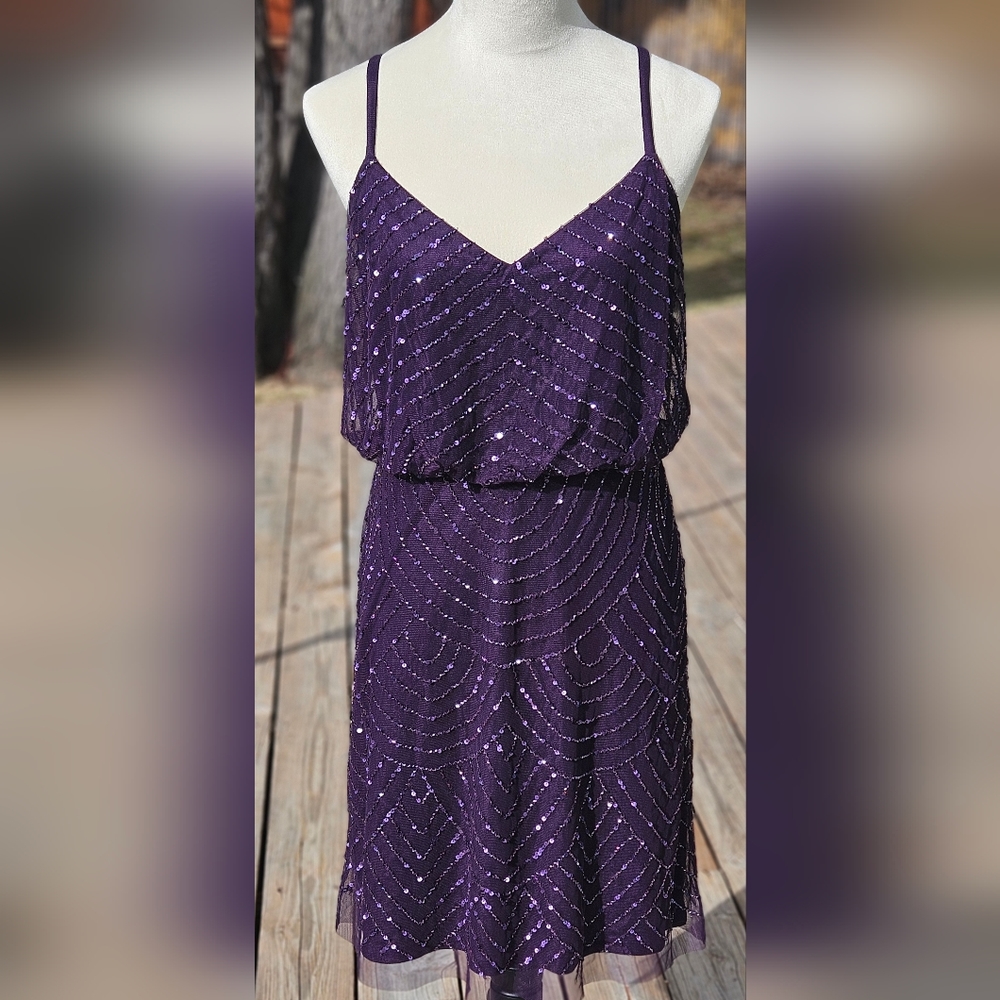 Purple sequin cocktail dress
